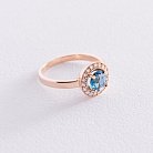 Золотое кольцо с голубым и белыми фианитами к06841 от ювелирного магазина Оникс