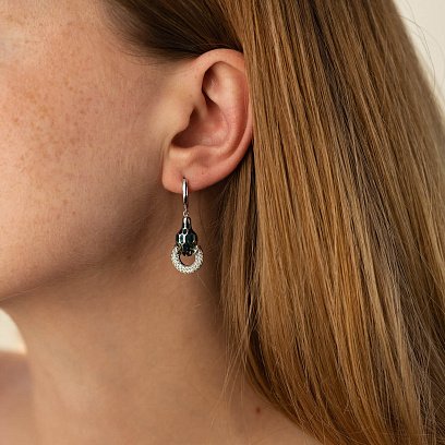 Золоті сережки "Змії" (емаль, фіаніт) с08696 №2