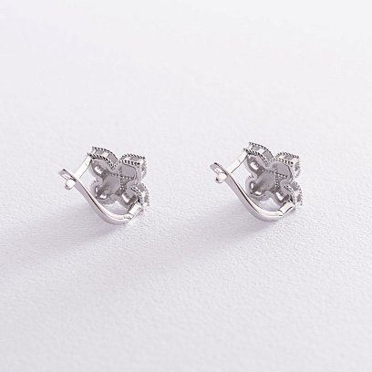 Сережки "Конюшина" в білому золоті с06529 №2