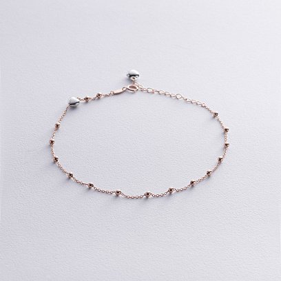 Браслет "Шарики" на ногу (красное, белое золото) б05353
