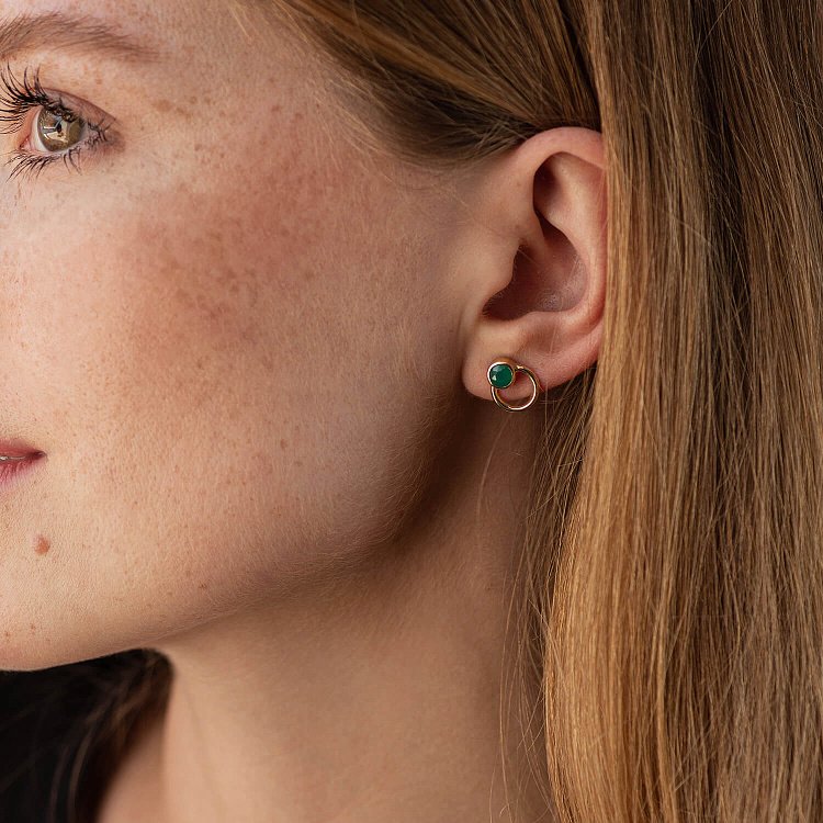 Серьги - пусеты "Эйприл" с ониксом (желтое золото) с08468 от ювелирного магазина Оникс - 2