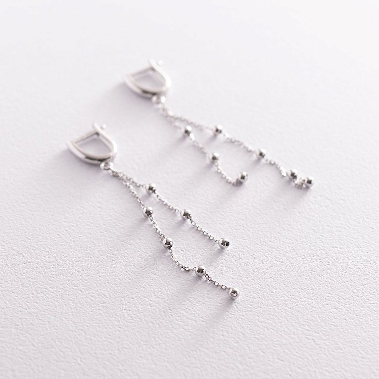 Серьги "Шарики" в белом золоте с07170 от ювелирного магазина Оникс - 2