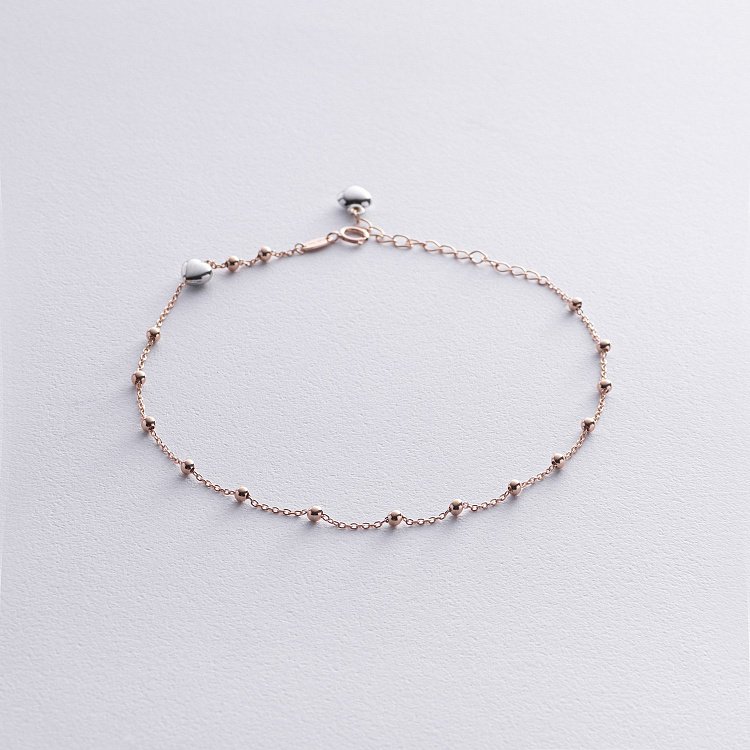 Браслет "Шарики" на ногу (красное, белое золото) б05353 от ювелирного магазина Оникс