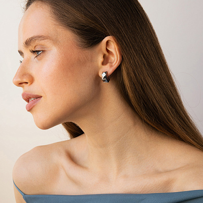 Серьги - кольца "Claire" в белом золоте с09379 №4