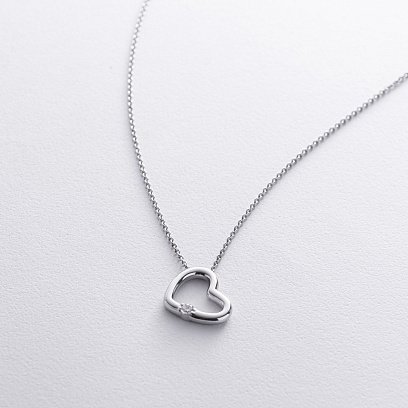 Срібне кольє "Сердечко" з фіанітом 1109 №3