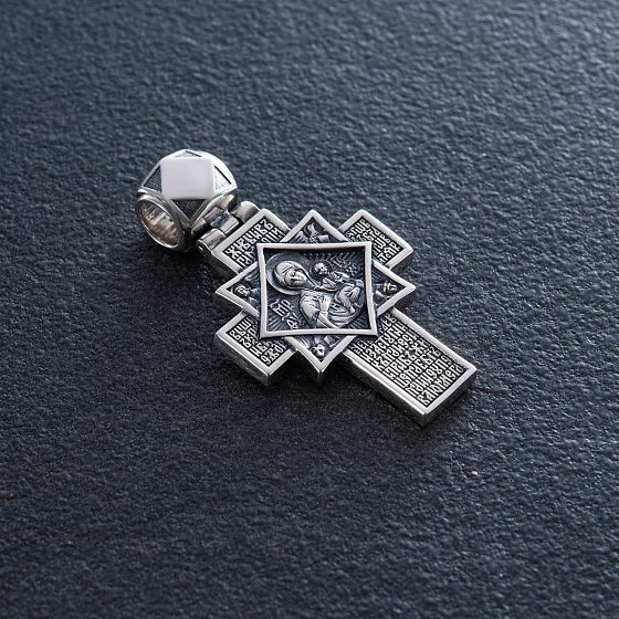 Срібний православний хрест з чорнінням 132488 №4