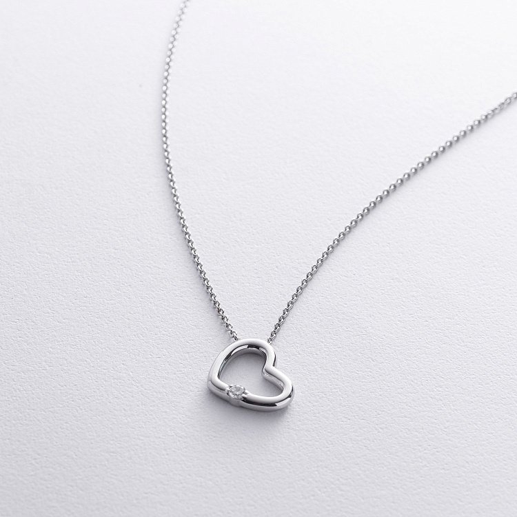 Срібне кольє "Сердечко" з фіанітом 1109 від ювелірного магазину Онікс - 2