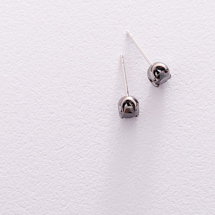 Золоті сережки-пусети з чорними діамантами сб0266ar від ювелірного магазину Онікс - 4