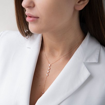 Золоте кольє "Зірочки" з фіанітами кол0149 №2