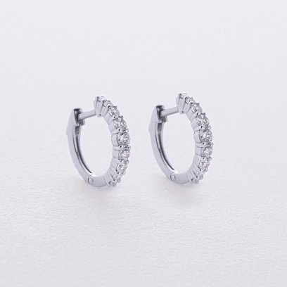 Сережки - кільця з фіанітами (біле золото) с09171
