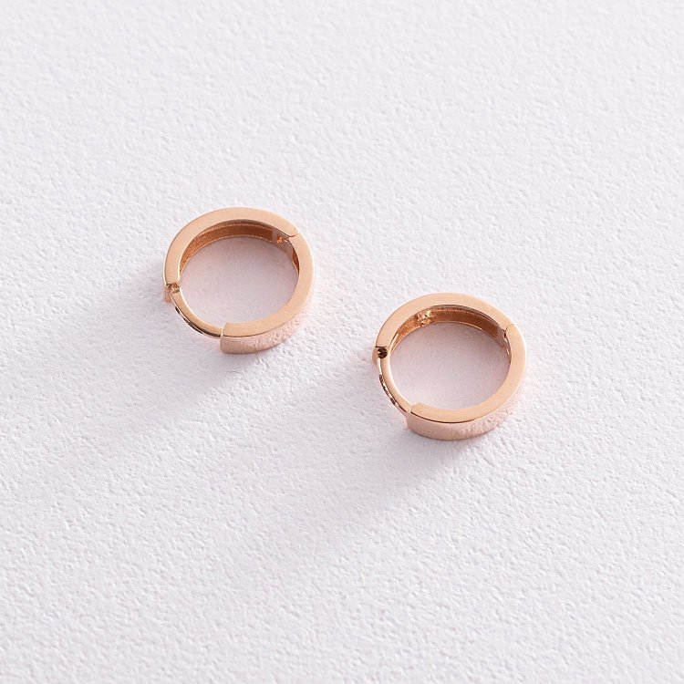 Серьги - кольца в красном золоте с07431 от ювелирного магазина Оникс - 2