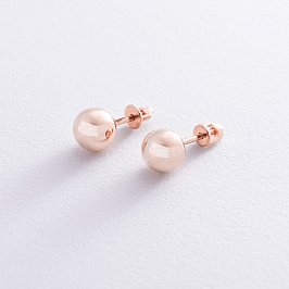 Сережки - пусети "Кульки" у червоному золоті (0.7 см) с06294