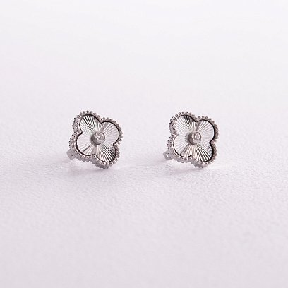 Срібні сережки "Конюшина" з фіанітами 583