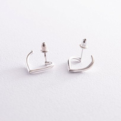 Сережки - пусети "Сердечки" у сріблі 123279 №4