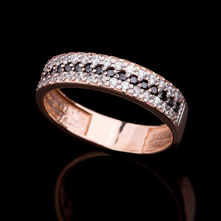 Золотое кольцо с фианитами к02687 от ювелирного магазина Оникс - 2