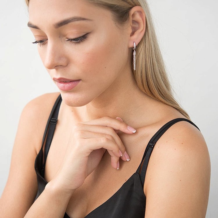 Серебряные серьги без камней 122250 от ювелирного магазина Оникс - 2