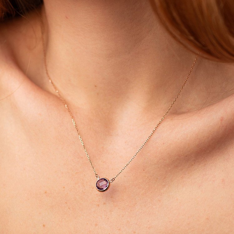 Золоте кольє (аметист) кол01180 від ювелірного магазину Онікс - 2