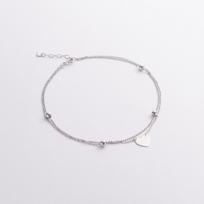 Золотой браслет "Сердечко" на ногу б05356