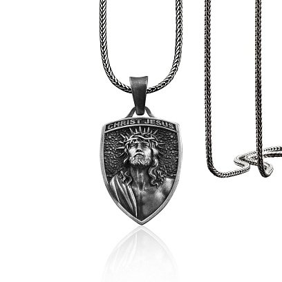 Срібний кулон "Ісус Христос у терновому вінці" 133175 №4