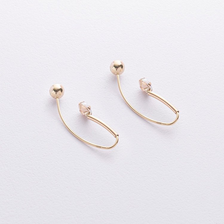 Серьги "Вдохновение" в желтом золоте (синт. опал) с09236 от ювелирного магазина Оникс - 2