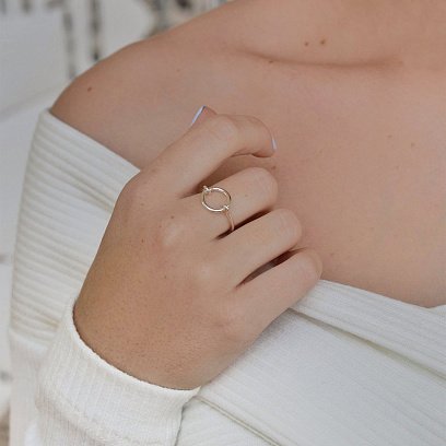 Серебряное кольцо "Круг" 112280 №9