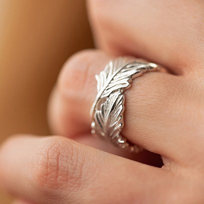 Срібна каблучка "Пір'їнка" 111714 №7