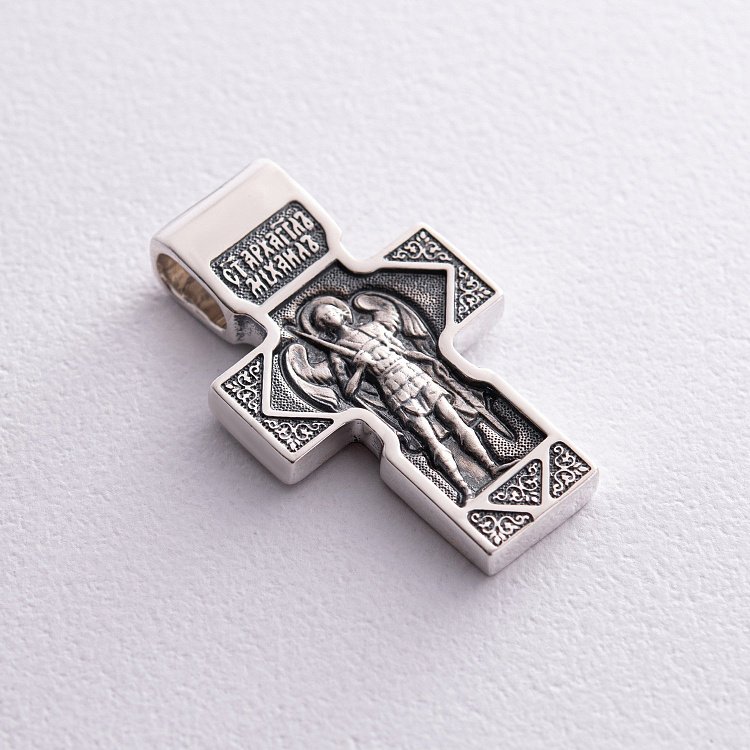 Срібний хрест "Спас Нерукотворний. Святитель Микола. Архангел Михаїл" 13325 від ювелірного магазину Онікс - 5