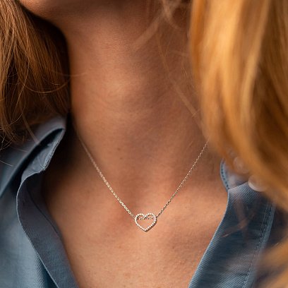 Серебряное колье "Сердечко" с фианитами 908-01004 №2