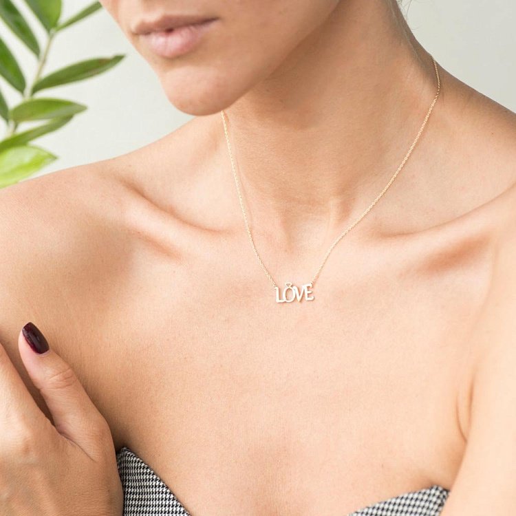 Золотое колье "Love" кол01214 от ювелирного магазина Оникс