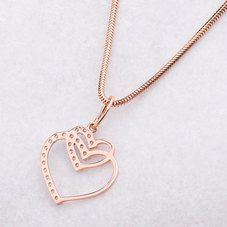 Золотая подвеска в форме двух сердец с фианитами п01453 от ювелирного магазина Оникс - 2