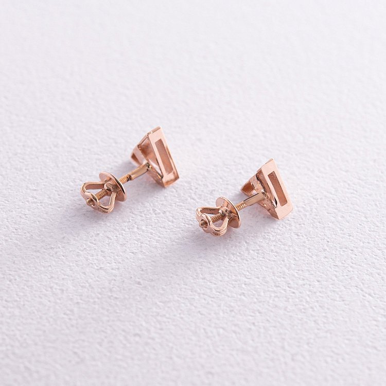 Золотые серьги - пусеты "Треугольники" с08145 от ювелирного магазина Оникс - 2