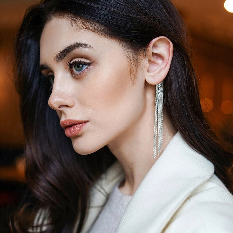 Серебряная серьга - каффа "Неповторимость" 122861 от ювелирного магазина Оникс - 12