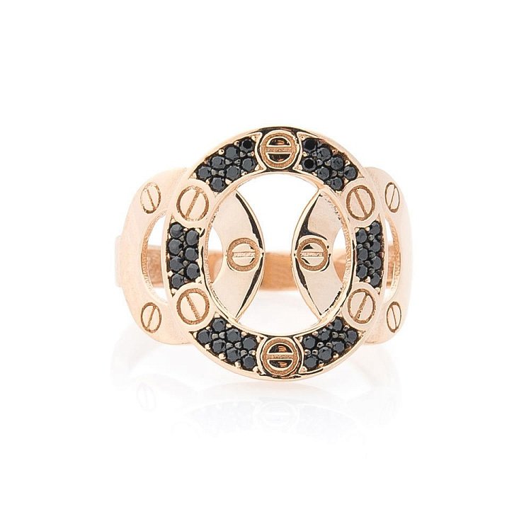 Золота каблучка з чорними фіанітами к05580 від ювелірного магазину Онікс - 2