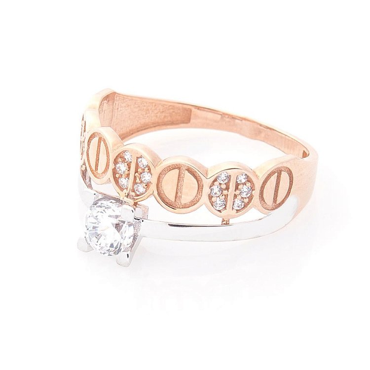 Золота каблучка з фіанітами к05564 від ювелірного магазину Онікс - 2