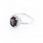Серебряное помолвочное кольцо с дымчатым топазом и фианитами 111162 от ювелирного магазина Оникс - 1