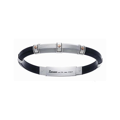 Мужской браслет из каучука и серебра ZANCAN EXB302R-N