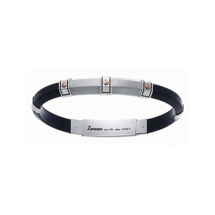 Мужской браслет из каучука и серебра ZANCAN EXB302R-N от ювелирного магазина Оникс