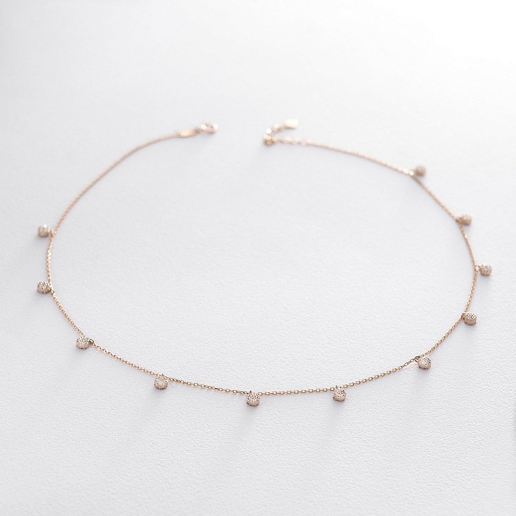 Золотое колье с фианитами кол01427 от ювелирного магазина Оникс