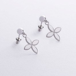 Сережки - пусети "Конюшина" в сріблі 122878