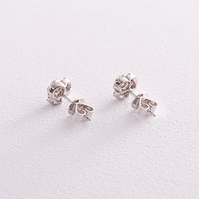 Золотые серьги - пусеты "Клевер" с бриллианатми сб0091cha №3