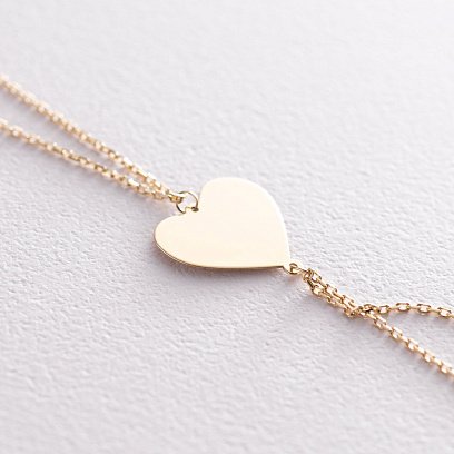 Колье "Сердце" в желтом золоте (фианит) кол01783 №3