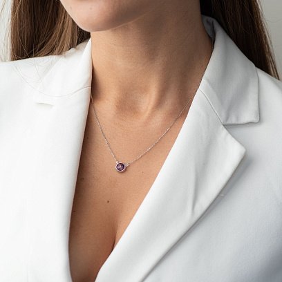 Золоте кольє з аметистом кол01547 №2