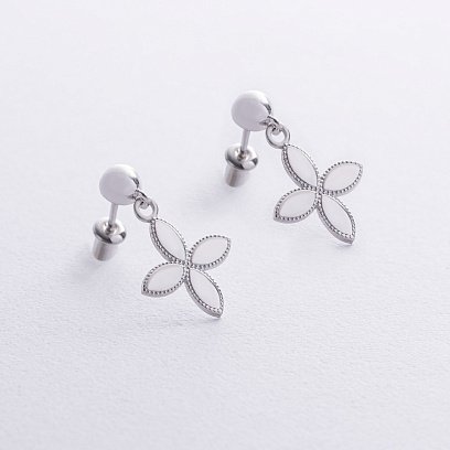 Сережки - пусети "Конюшина" в сріблі 122878