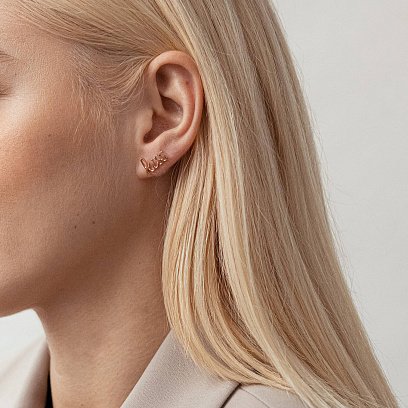 Серьги - пусеты "Kiss" в красном золоте с07634 №2