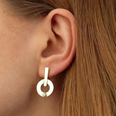 Серьги "Alison" с фианитами (желтое золото) с08827 №2