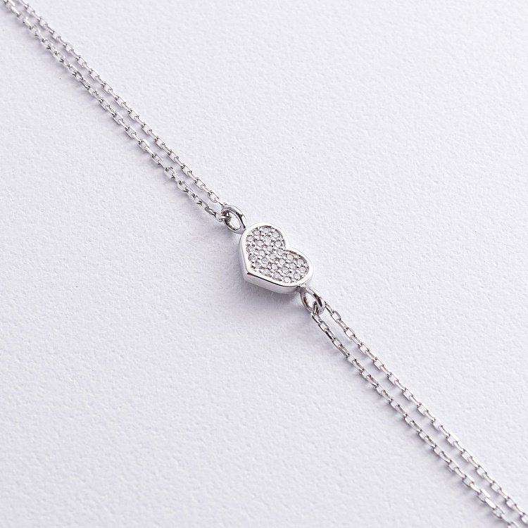Браслет "Сердечко" с бриллиантами (белое золото) бб0048м от ювелирного магазина Оникс - 2