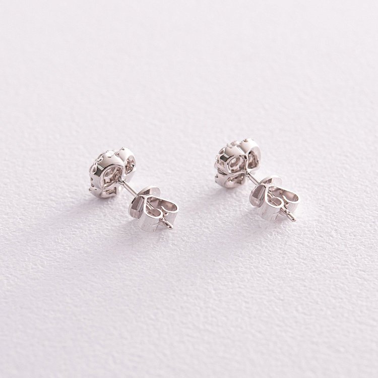 Золотые серьги - пусеты "Клевер" с бриллианатми сб0091cha от ювелирного магазина Оникс - 2