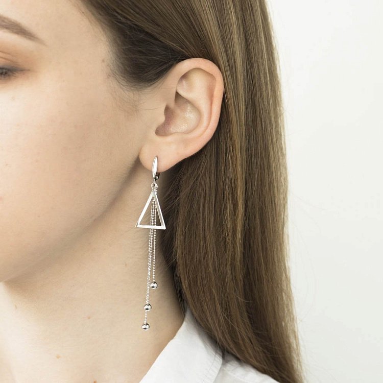 Срібні сережки "Трикутники" 122291 від ювелірного магазину Онікс - 2
