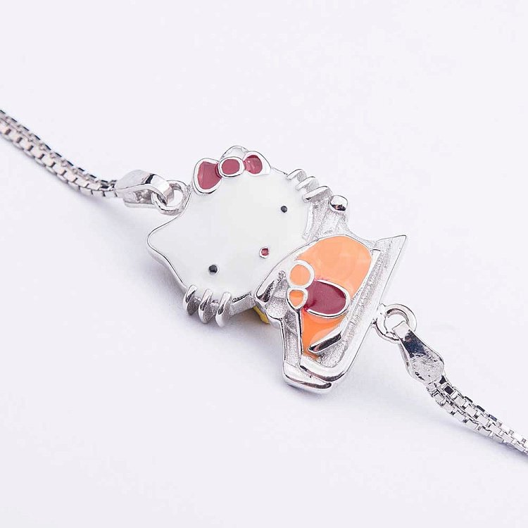 Серебряный браслет с эмалью "Hello Kitty" 141031 - 1 Серебряный браслет с эмалью "Hello Kitty" 141031 от ювелирного магазина Оникс - 1