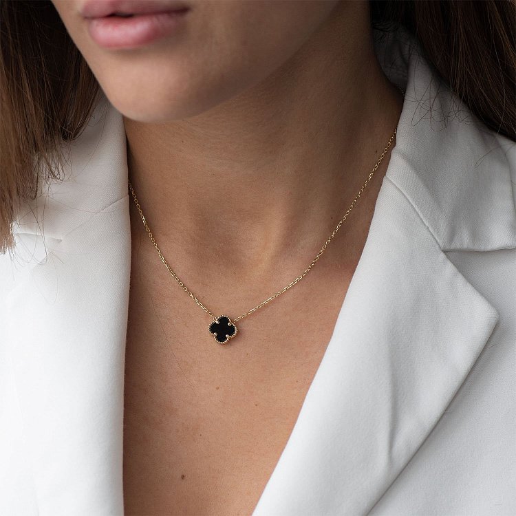 Золоте кольє "Конюшина" (онікс) кол01662 від ювелірного магазину Онікс - 5